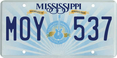 MS license plate MOY537