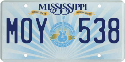 MS license plate MOY538