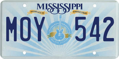 MS license plate MOY542