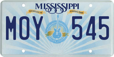MS license plate MOY545