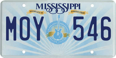 MS license plate MOY546