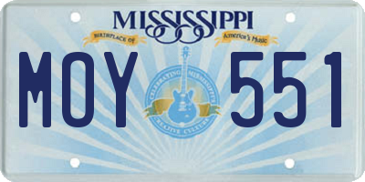 MS license plate MOY551