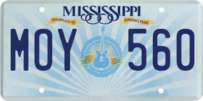 MS license plate MOY560