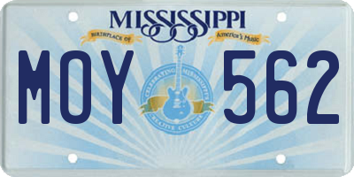 MS license plate MOY562