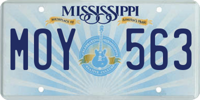 MS license plate MOY563