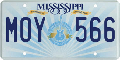MS license plate MOY566
