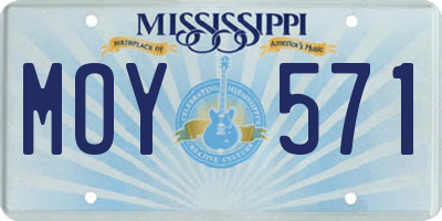MS license plate MOY571
