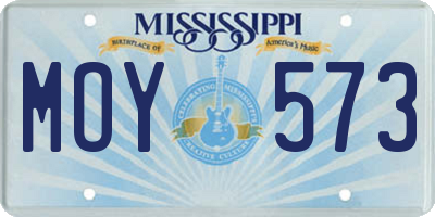 MS license plate MOY573