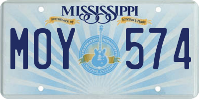 MS license plate MOY574