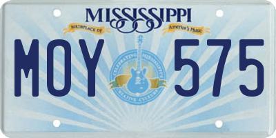 MS license plate MOY575