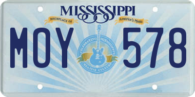 MS license plate MOY578