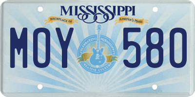 MS license plate MOY580