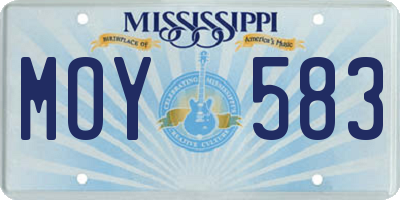 MS license plate MOY583