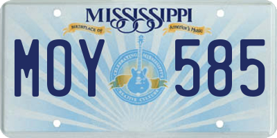 MS license plate MOY585