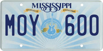 MS license plate MOY600