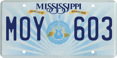MS license plate MOY603
