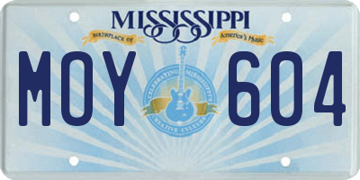 MS license plate MOY604