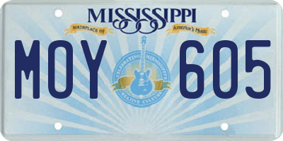 MS license plate MOY605