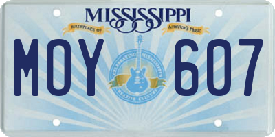 MS license plate MOY607