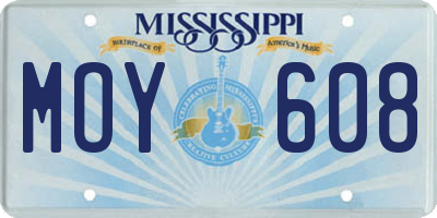 MS license plate MOY608