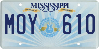 MS license plate MOY610