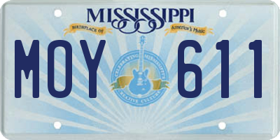 MS license plate MOY611