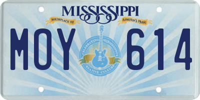 MS license plate MOY614