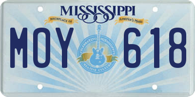 MS license plate MOY618