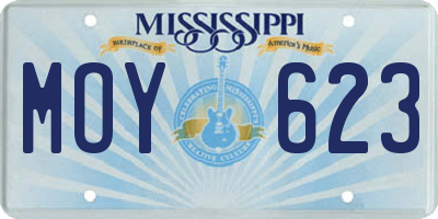 MS license plate MOY623