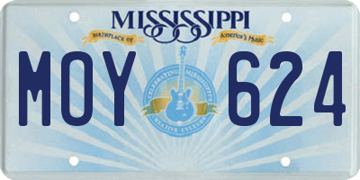 MS license plate MOY624