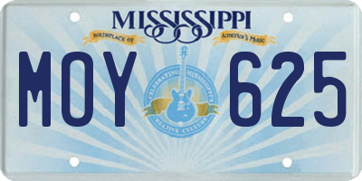 MS license plate MOY625