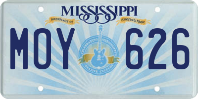 MS license plate MOY626