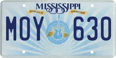 MS license plate MOY630