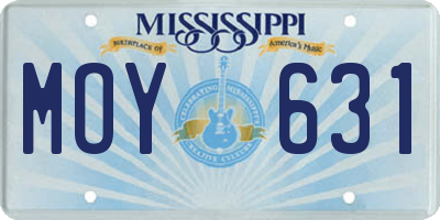 MS license plate MOY631