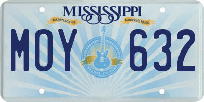 MS license plate MOY632