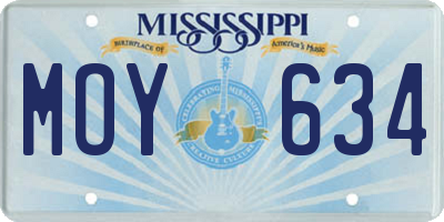 MS license plate MOY634