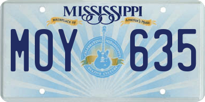MS license plate MOY635