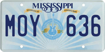 MS license plate MOY636