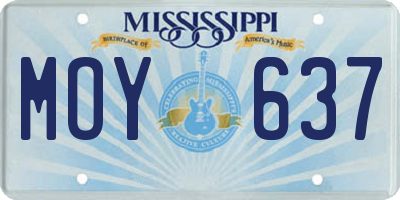 MS license plate MOY637