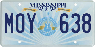 MS license plate MOY638