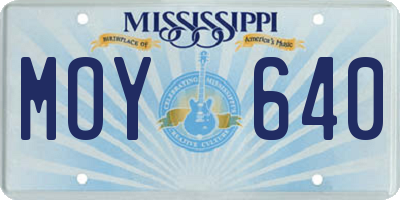 MS license plate MOY640
