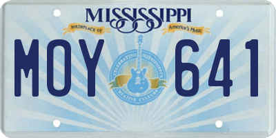 MS license plate MOY641
