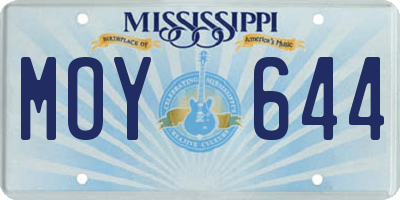 MS license plate MOY644
