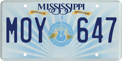 MS license plate MOY647
