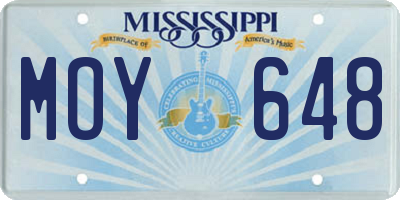 MS license plate MOY648
