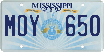 MS license plate MOY650