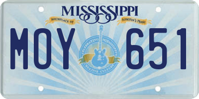 MS license plate MOY651