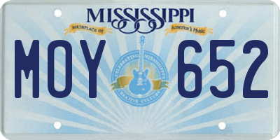 MS license plate MOY652