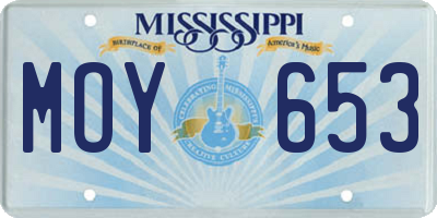 MS license plate MOY653