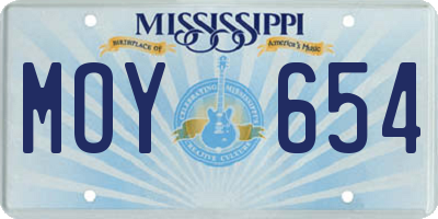 MS license plate MOY654